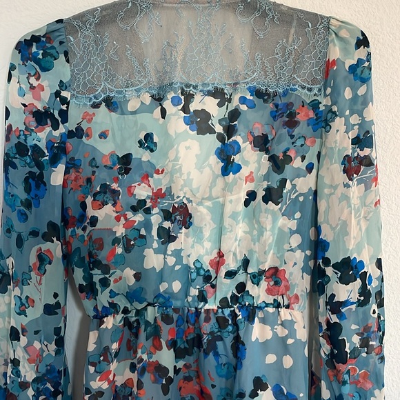 BCBG MaxAzria Adelynn Long Sleeve Lace Yolk Silk Chiffon Mini Dress, NWT, XXS - Picture 8 of 9